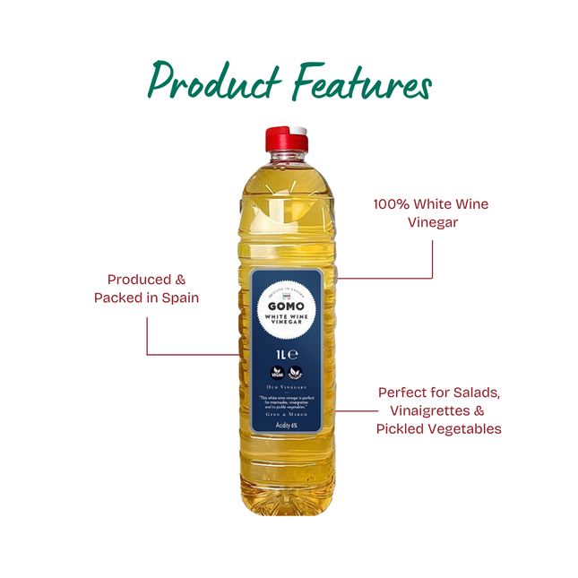 GOMO White Wine Vinegar PET 1lt