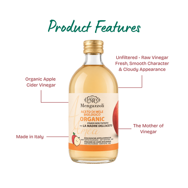 MENGAZZOLI Organic Apple Cider Vinegar Unfiltered with The Mother 500ml