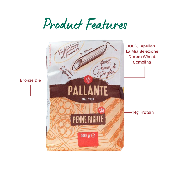 PALLANTE #34 Penne Rigate Bronze Die 500g