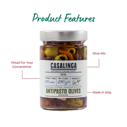 CASALINGA Pitted Italian Antipasto Olives 290g