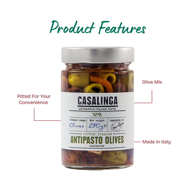 CASALINGA Pitted Italian Antipasto Olives 290g