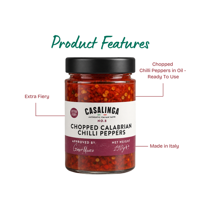 CASALINGA Chopped Calabrian Chilli Peppers 190g