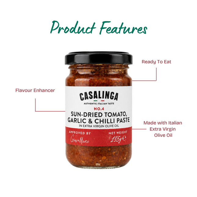 CASALINGA Sun-dried Tomato, Garlic & Chilli Paste in Extra Virgin Olive Oil 135g